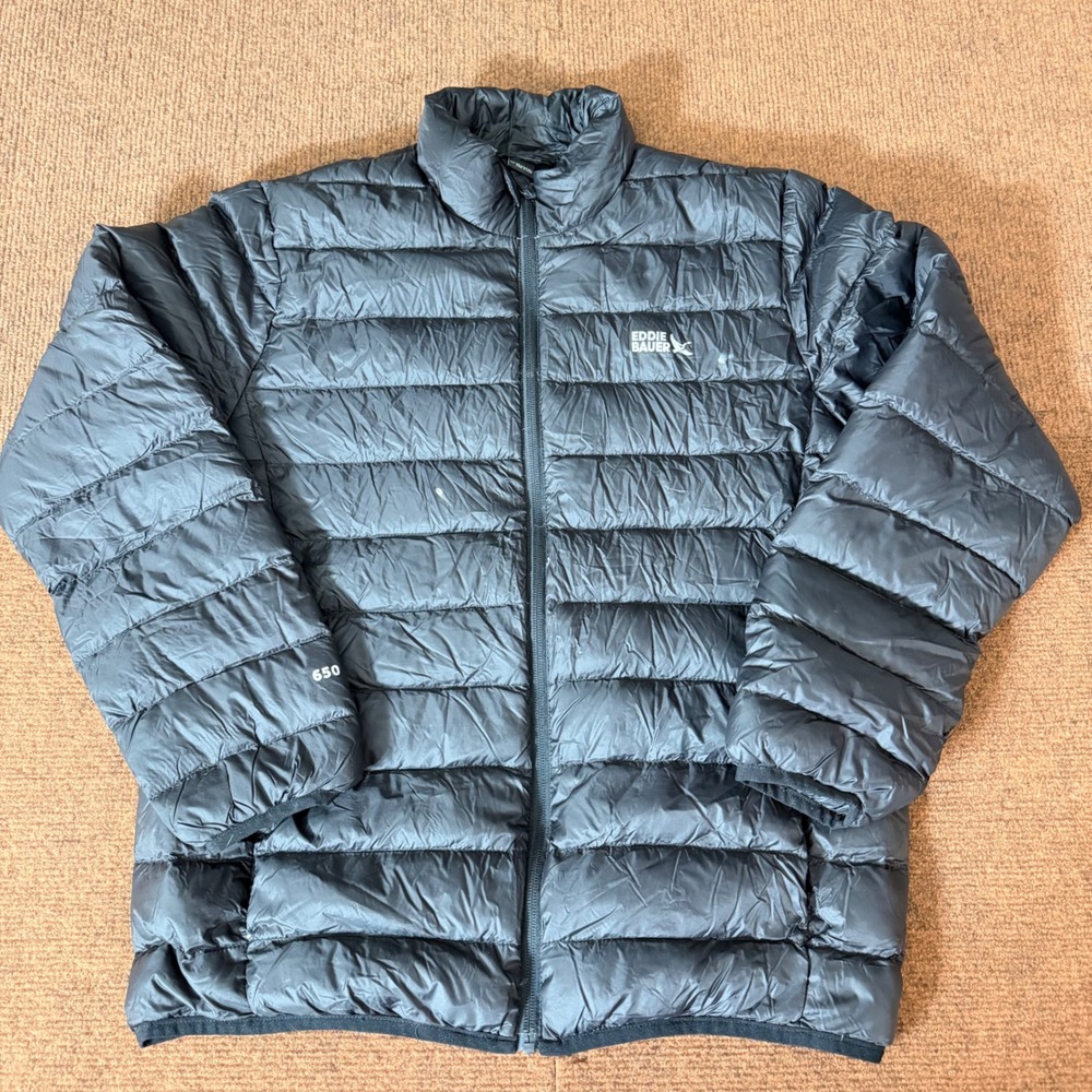 Eddie Bauer Kids XL 14/16 Black 650 Down Puffer Jacket Full Zip E934DW003